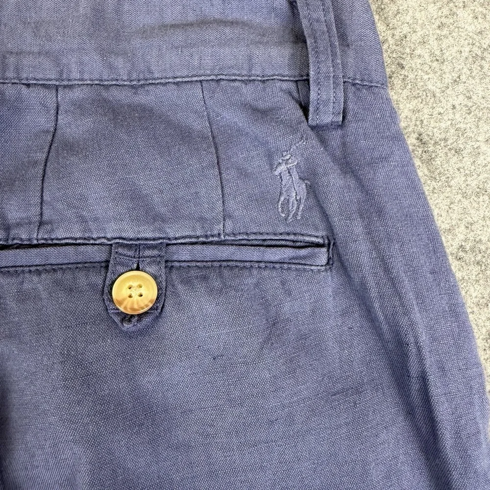 Polo Ralph Lauren Pants 32x30 Straight Fit Blue Linen Cotton Chino Slacks Men